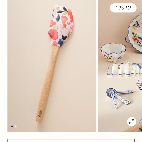 Anthropologie Luna Spatula Floral Wood Silicone Spatula - Picture 9 of 9